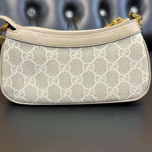 Gucci Ophidia mini bag in beige and white GG Supreme Leather & Canva handbag - Picture 3 of 12